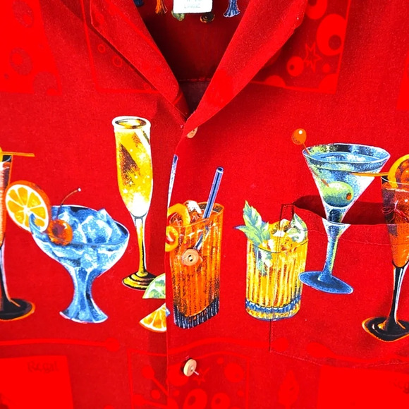 Vintage 80s Paradise Found Hawaiian "Happy Hour" Cocktail Drinks Top Men size L - Picture 5 of 11